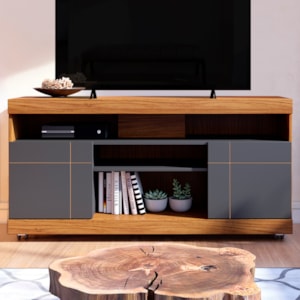 Rack Bancada Tv 47 Pol 136 cm Yara Noce Milano Preto Colibri
