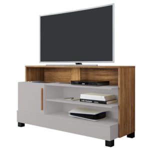 Rack Bancada Tv 48 Pol Pipa 108 cm Off White Cinamomo BECHARA