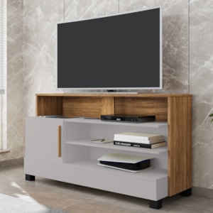 Rack Bancada Tv 48 Pol Pipa 108 cm Off White Cinamomo BECHARA