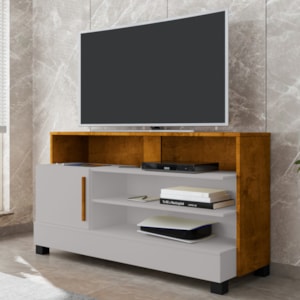 Rack Bancada Tv 48 Pol Pipa 108 cm Off White Naturalle BECHARA