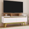 Rack Bancada Tv 50 Pol 120 cm Rubi Cinamomo Branco BECHARA
