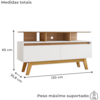 Rack Bancada Tv 50 Pol 120 cm Rubi Cinamomo Branco BECHARA