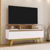 Rack Bancada Tv 50 Pol 120 cm Rubi Cinamomo Branco BECHARA