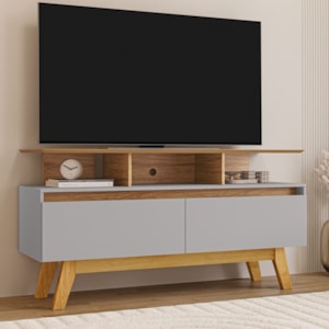Rack Bancada Tv 50 Pol 120 cm Rubi Cinamomo Off White BECHARA