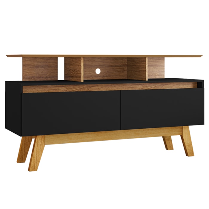 Rack Bancada Tv 50 Pol 120 cm Rubi Cinamomo Preto BECHARA