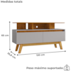 Rack Bancada Tv 50 Pol 120 cm Rubi Naturalle Off White BECHARA
