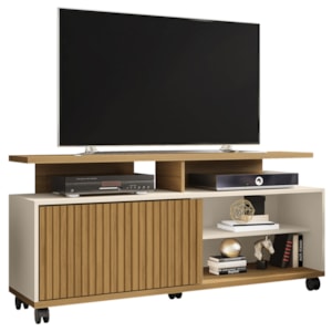 Rack Bancada Tv 52 Pol 136 cm Topazio Off White Cinamomo BECHARA