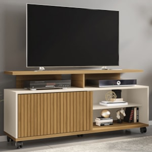 Rack Bancada Tv 52 Pol 136 cm Topazio Off White Cinamomo BECHARA