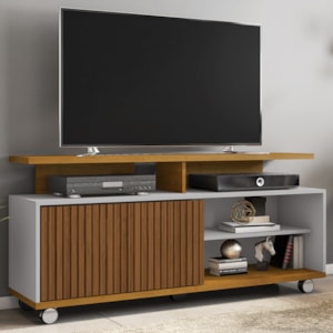 Rack Bancada Tv 52 Pol 136 cm Topazio Off White Naturalle BECHARA