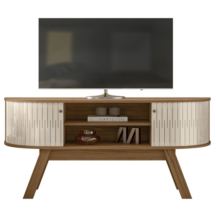 Rack Bancada Tv 55 Pol 136 cm Atlanta Naturale Off White Madetec