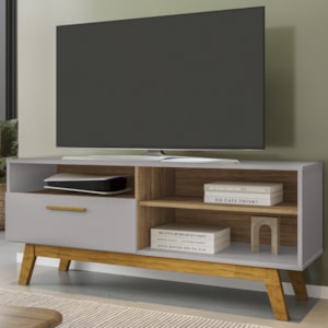 Rack Bancada Tv 55 Pol 136 cm Paladio Off White Cinamomo BECHARA