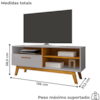 Rack Bancada Tv 55 Pol 136 cm Paladio Off White Naturalle BECHARA