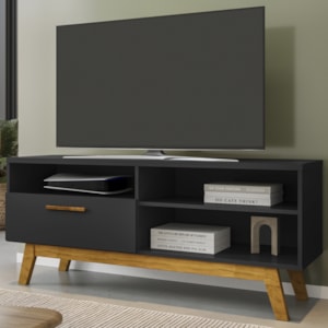 Rack Bancada Tv 55 Pol 136 cm Paladio Preto Fosco BECHARA