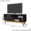 Rack Bancada Tv 55 Pol 136 cm Paladio Preto Fosco BECHARA