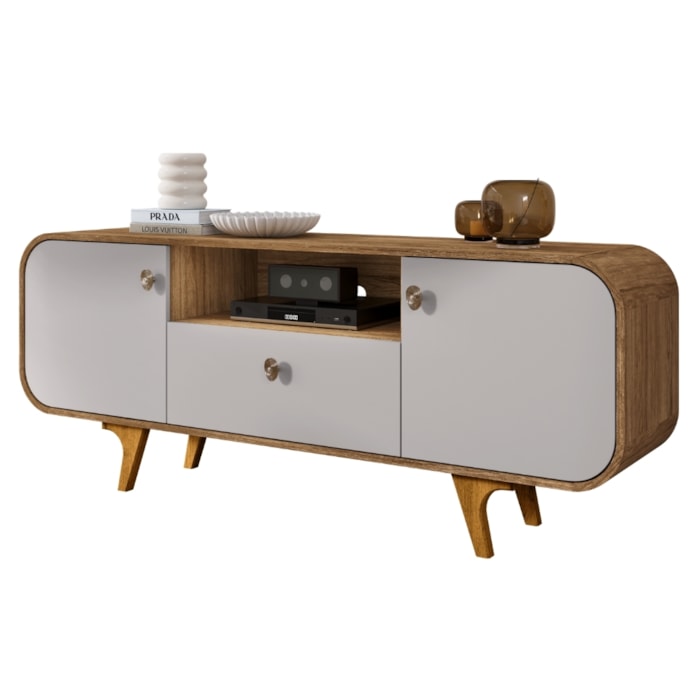 Rack Bancada Tv 55 Pol 156 cm Noronha Cinamomo Off White BECHARA