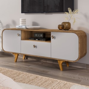 Rack Bancada Tv 55 Pol 156 cm Noronha Cinamomo Off White BECHARA