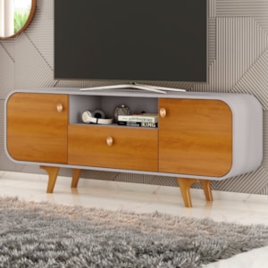 Rack Bancada Tv 55 Pol 156 cm Noronha Naturalle Off White BECHARA