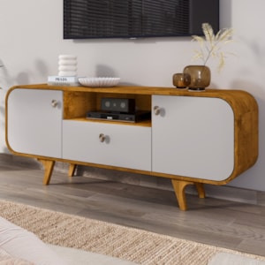 Rack Bancada Tv 55 Pol 156 cm Noronha Off White Naturalle BECHARA