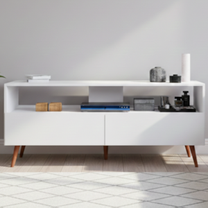 Rack Bancada TV 55 Polegadas 2 Portas BP 136 cm Siena Branco Eratto Moveis