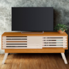 Rack Bancada Tv 65 Pol 150 cm 2 Portas Frizz Cinamomo Off White MADETEC