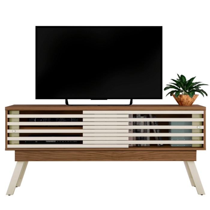 Rack Bancada Tv 65 Pol 150 cm 2 Portas Frizz Naturale Off White MADETEC