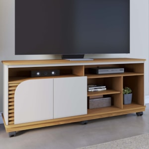 Rack Bancada Tv 65 Pol 150 cm Jurere Freijo Off White Matte Colibri