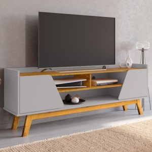 Rack Bancada Tv 65 Pol 160 cm Turim Off White Naturalle BECHARA