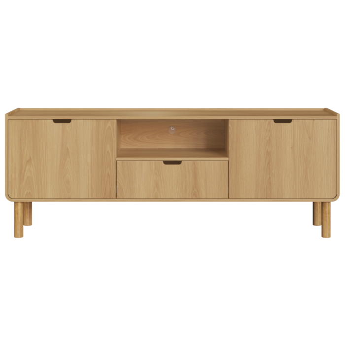 Rack Bancada TV 65 Pol 2 Portas 180 cm Pes Madeira Maciça 28101 Hanover Artesano