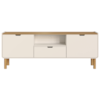 Rack Bancada TV 65 Pol 2 Portas 180 cm Pes Madeira Maciça 28101 Hanover Off White Artesano