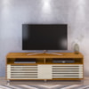 Rack Bancada Tv 65 Pol 2P 182 cm Frizz Cinamomo Off White MADETEC