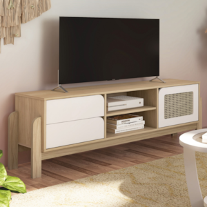 Rack Bancada Tv 65 Pol Nature 160 cm Branco Naturale ARLY