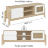 Rack Bancada Tv 65 Pol Nature 160 cm Branco Naturale ARLY