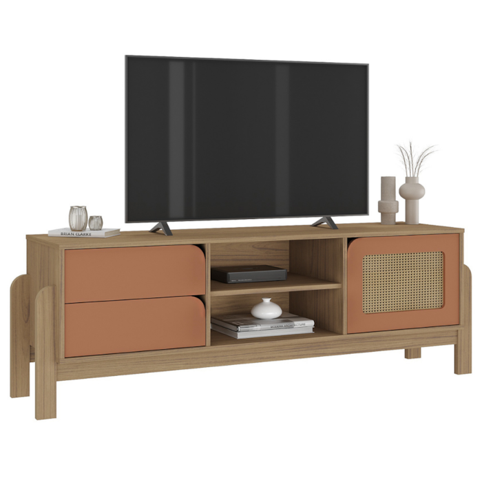 Rack Bancada Tv 65 Pol Nature 160 cm Carvalho Terracota ARLY