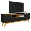 Rack Bancada Tv 70 Pol 180 cm Florenca Preto Fosco Naturalle BECHARA