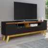 Rack Bancada Tv 70 Pol 180 cm Florenca Preto Fosco Naturalle BECHARA