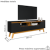 Rack Bancada Tv 70 Pol 180 cm Florenca Preto Fosco Naturalle BECHARA