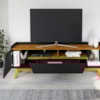 Rack Bancada Tv 70 Pol 180 cm Florenca Preto Fosco Naturalle BECHARA