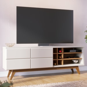 Rack Bancada Tv 70 Pol 180 cm Noronha Off White Matte Freijo Colibri