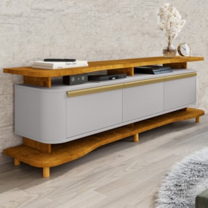 Rack Bancada Tv 75 Pol 180 cm Guarapari Naturalle Off White BECHARA
