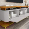 Rack Bancada Tv 75 Pol 180 cm Guarapari Naturalle Off White BECHARA