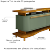 Rack Bancada Tv 75 Pol 180 cm Guarapari Naturalle Pistache BECHARA