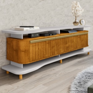 Rack Bancada Tv 75 Pol 180 cm Guarapari Off White Naturalle BECHARA