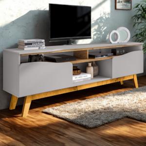 Rack Bancada Tv 75 Pol 180 cm Ilhabela Off White Cinamomo BECHARA