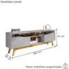 Rack Bancada Tv 75 Pol 180 cm Ilhabela Off White Cinamomo BECHARA
