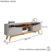 Rack Bancada Tv 75 Pol 180 cm Ilhabela Off White Naturalle BECHARA