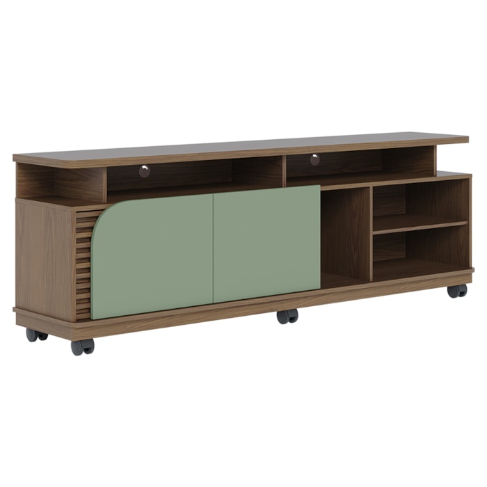 Rack Bancada Tv 75 Pol 180 cm Jurere Amendoa Hortela Colibri