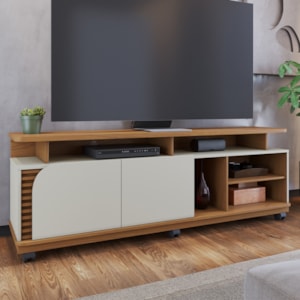 Rack Bancada Tv 75 Pol 180 cm Jurere Freijo Off White Matte Colibri