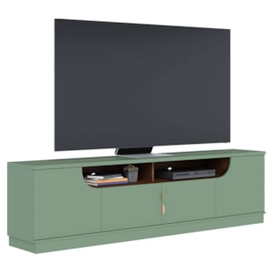 Rack Bancada Tv 75 Pol 200 cm 4 Portas Santorini Hortela Amendoa Colibri