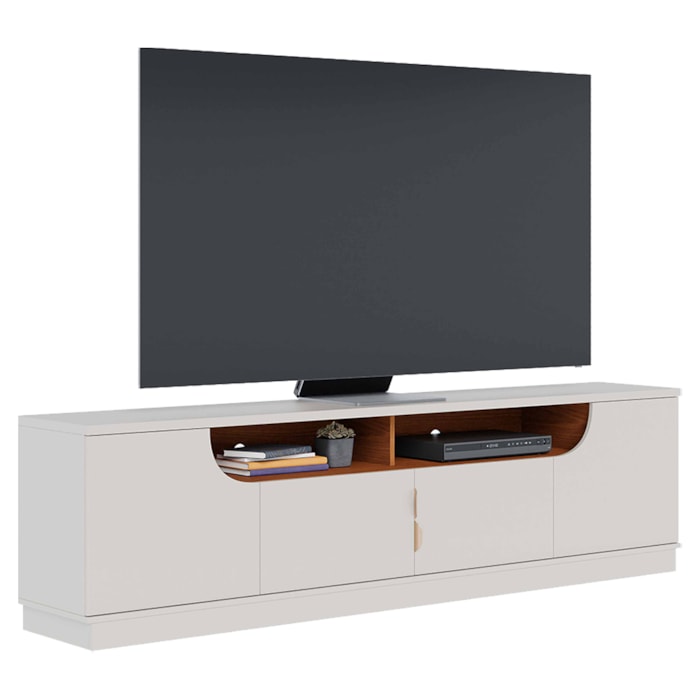 Rack Bancada Tv 75 Pol 200 cm 4 Portas Santorini Off White Matte Freijo Colibri