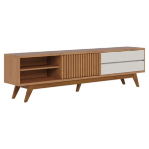 Rack Bancada Tv 75 Pol 200 cm Veneza Freijo Off White Matte Colibri